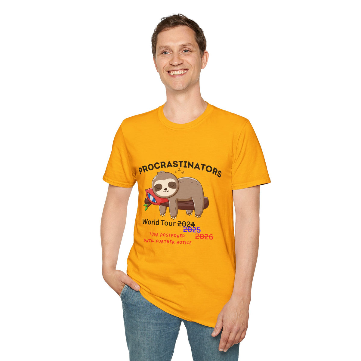 Procrastinators World Tour T-Shirt | Funny Sloth Tee