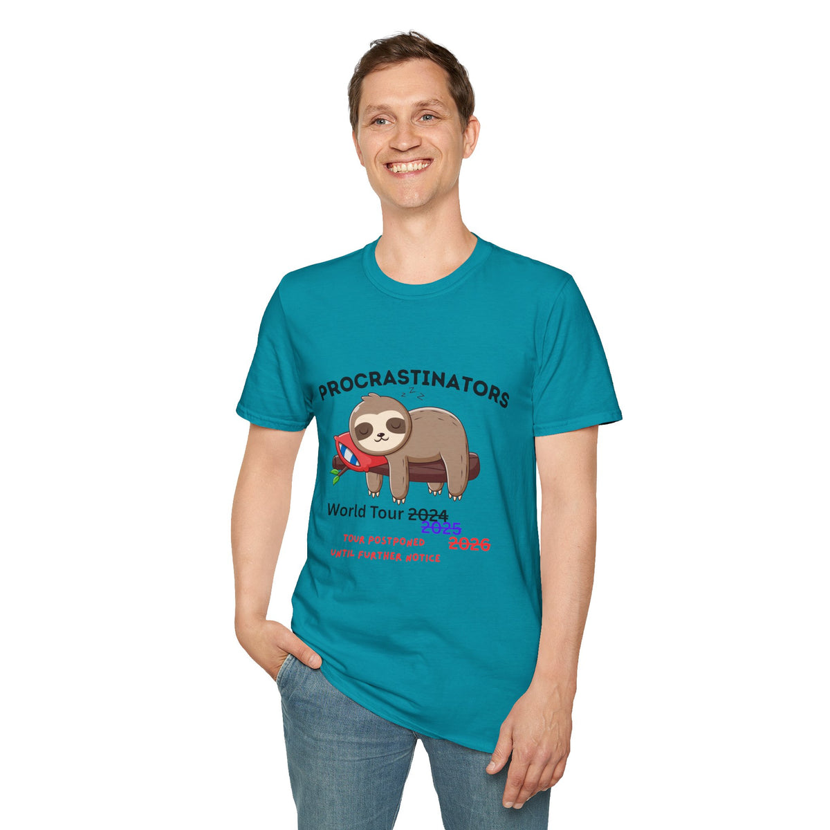 Procrastinators World Tour T-Shirt | Funny Sloth Tee