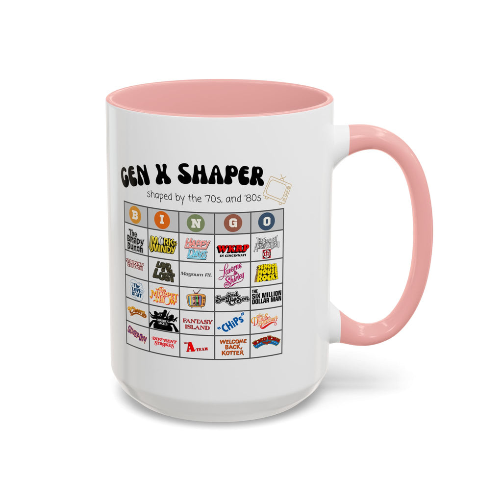 Gen X 70s & 80s TV Shows Bingo Mug | Retro Nostalgia Coffee Cup