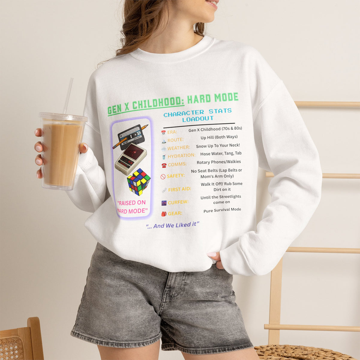 Gen X Childhood Hard Mode Sweatshirt | Retro Crewneck