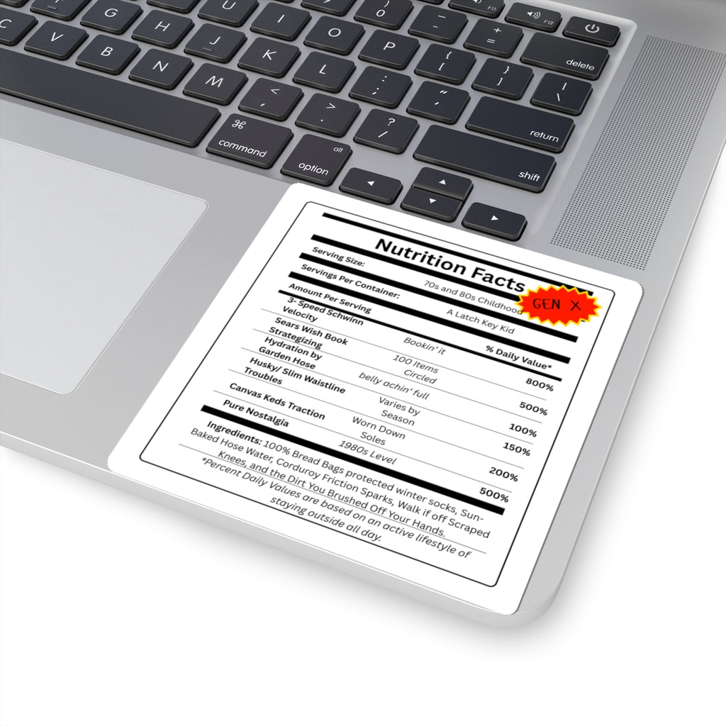 Gen X Nutrition Facts Sticker | Retro Childhood Decal