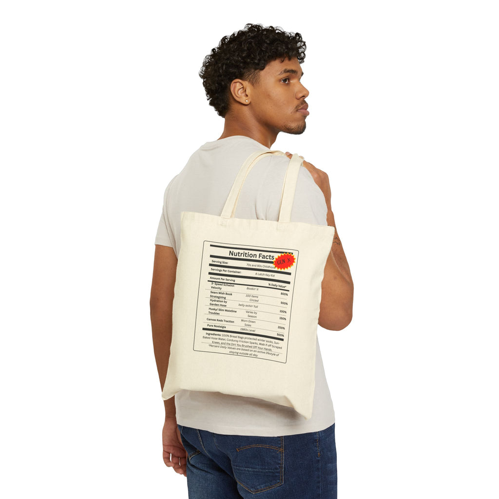 Gen X Nutrition Facts Tote Bag | Retro Canvas Bag