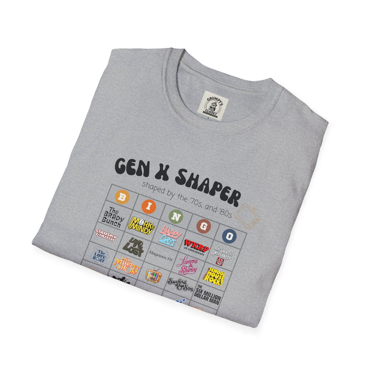 Gen X 70s & 80s TV Shows Bingo T-Shirt | Retro Nostalgia Tee