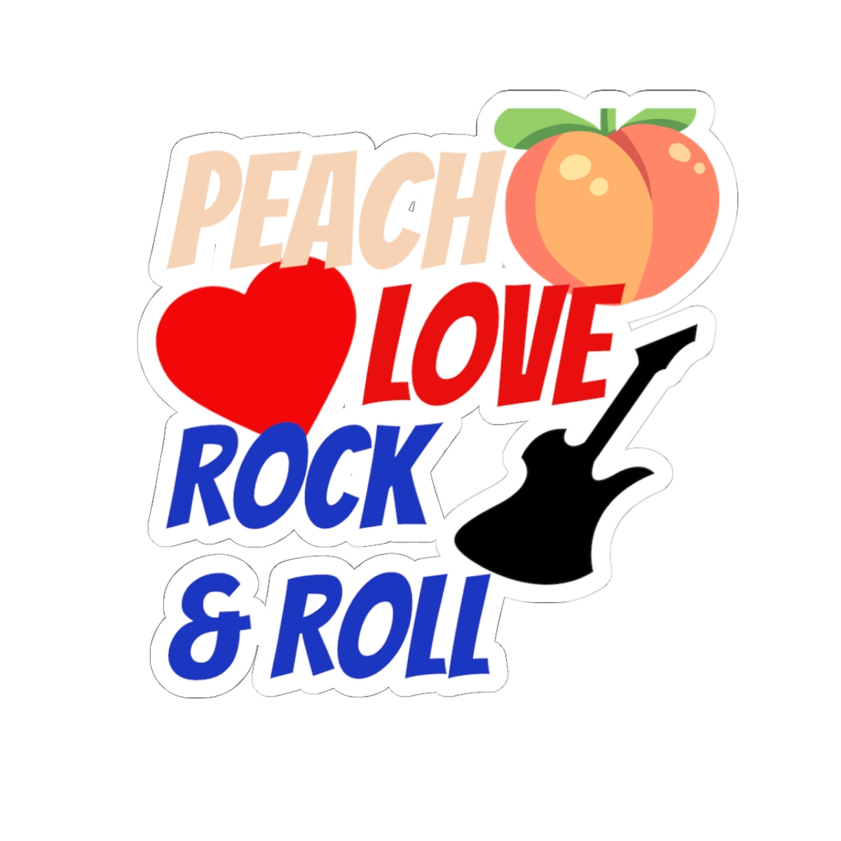 Peach Love Rock & Roll Stickers | Glossy Vinyl