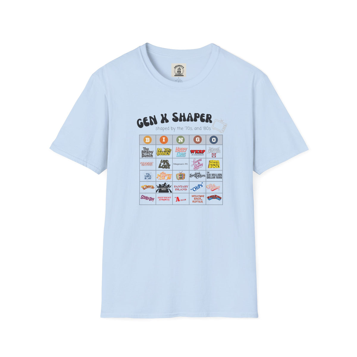 Gen X 70s & 80s TV Shows Bingo T-Shirt | Retro Nostalgia Tee