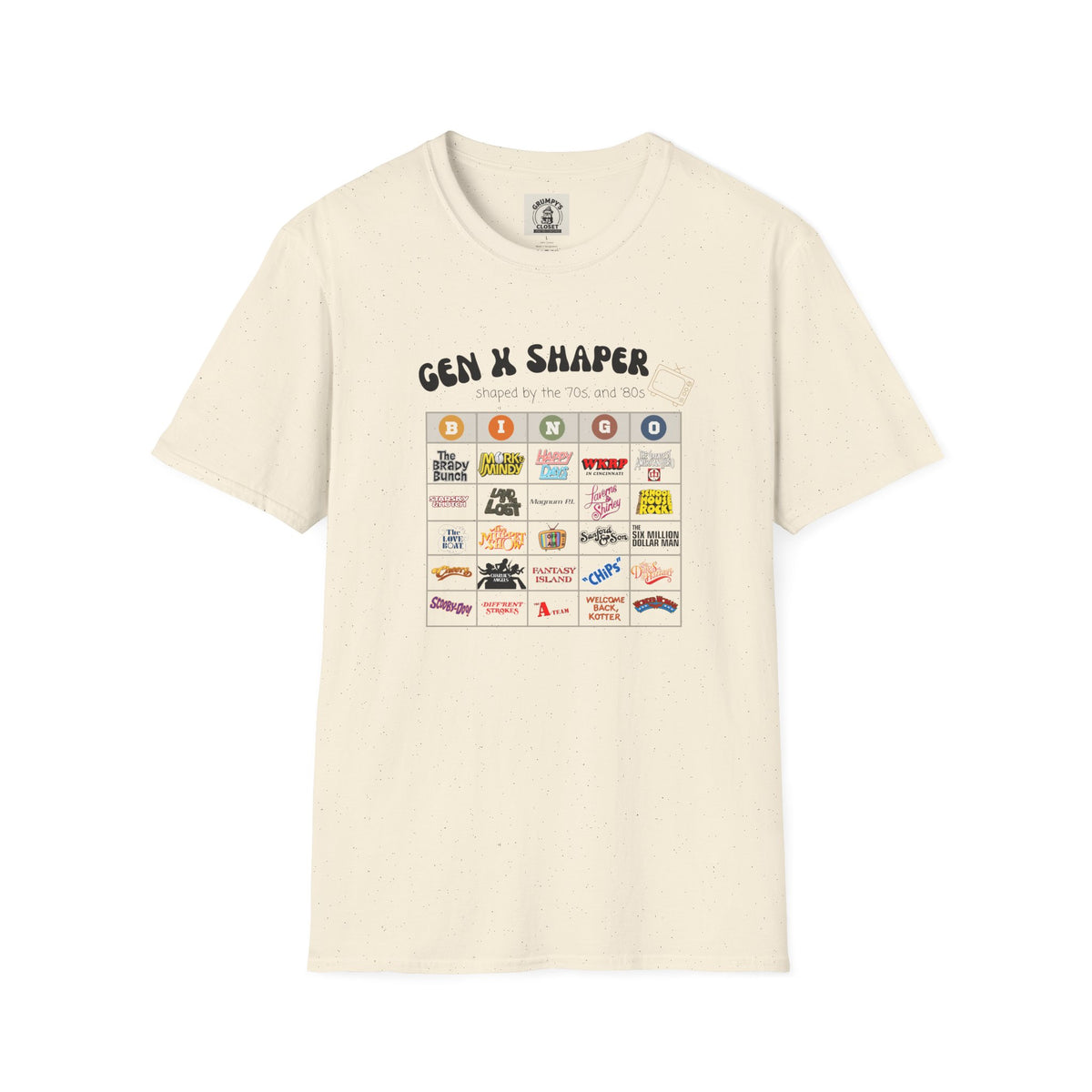Gen X 70s & 80s TV Shows Bingo T-Shirt | Retro Nostalgia Tee