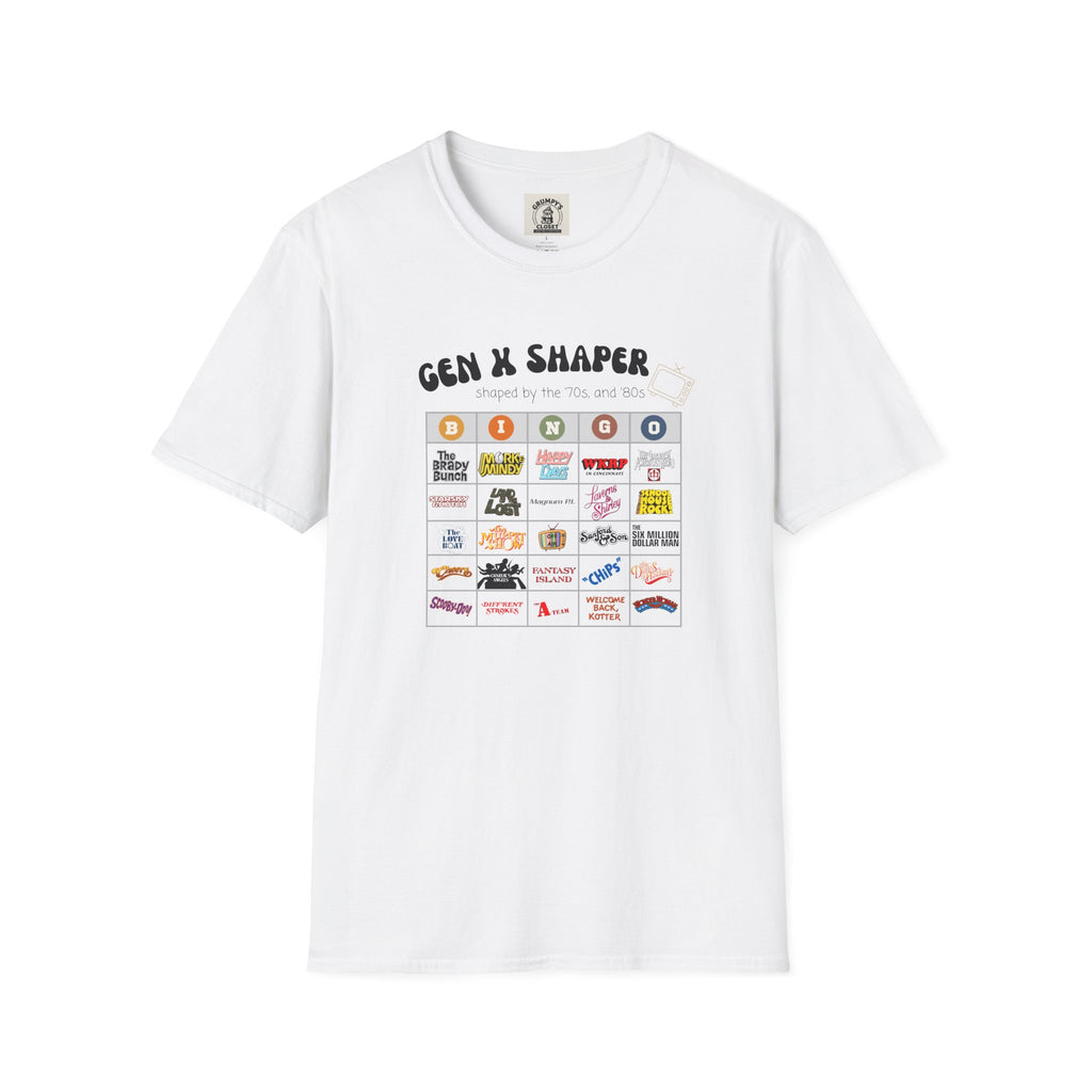 Gen X 70s & 80s TV Shows Bingo T-Shirt | Retro Nostalgia Tee