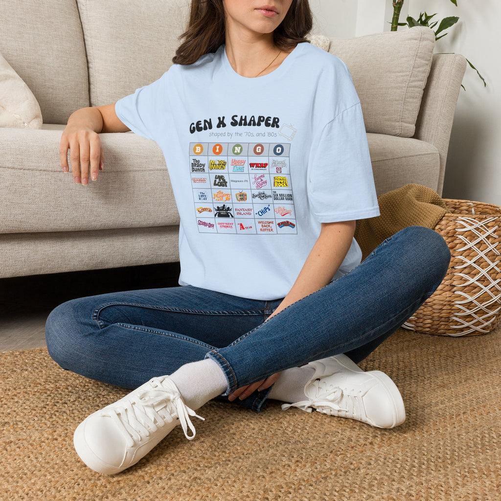 Gen X 70s & 80s TV Shows Bingo T-Shirt | Retro Nostalgia Tee