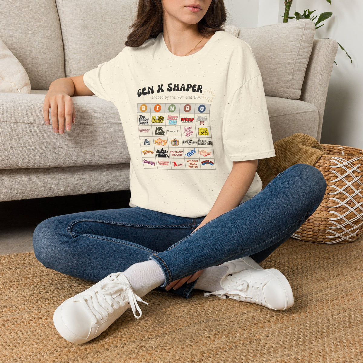 Gen X 70s & 80s TV Shows Bingo T-Shirt | Retro Nostalgia Tee