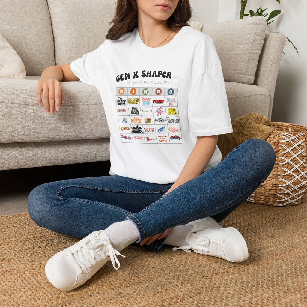 Gen X 70s & 80s TV Shows Bingo T-Shirt | Retro Nostalgia Tee