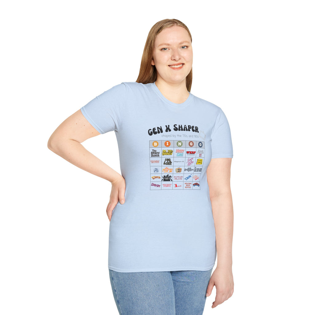 Gen X 70s & 80s TV Shows Bingo T-Shirt | Retro Nostalgia Tee