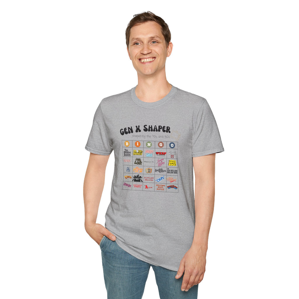 Gen X 70s & 80s TV Shows Bingo T-Shirt | Retro Nostalgia Tee