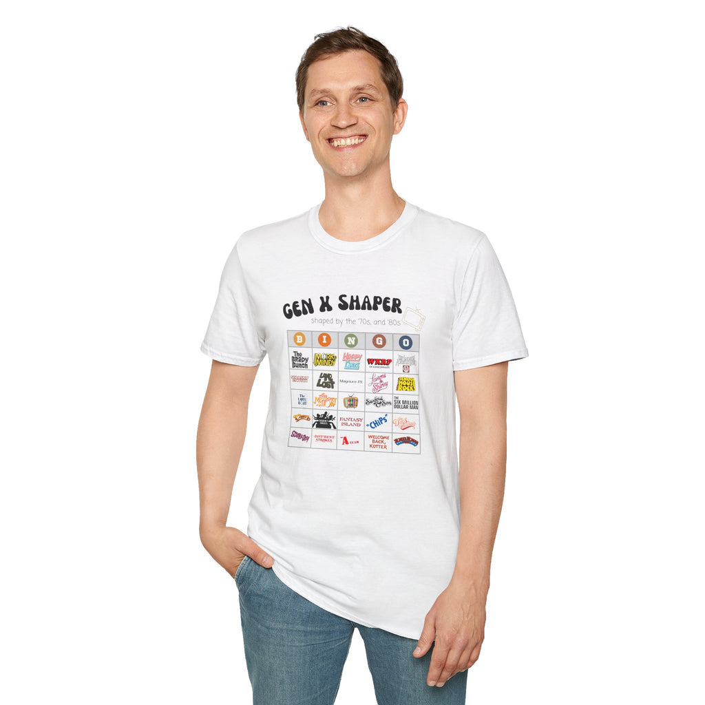 Gen X 70s & 80s TV Shows Bingo T-Shirt | Retro Nostalgia Tee